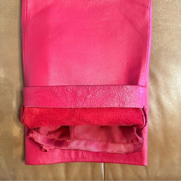 Clio Vintage 90s Genuine Leather High Waist Pants in Red size 4 - Picture 8 of 10